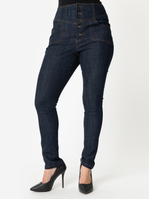 Unique Vintage Denim Blue High Waisted Monty Skinny Jeans