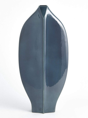 Global Views Center Ridge Vase - Large - Blue