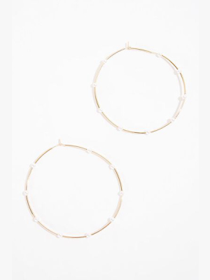 Faux Pearl Hoop Earrings