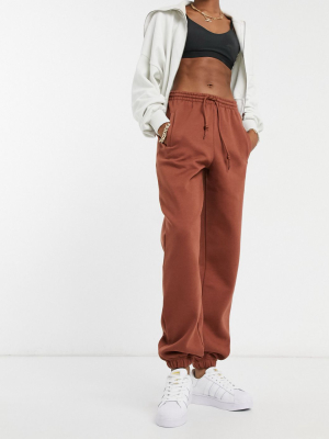 Adidas Originals "cozy Comfort" Oversized Cuffed Sweatpants In Brown