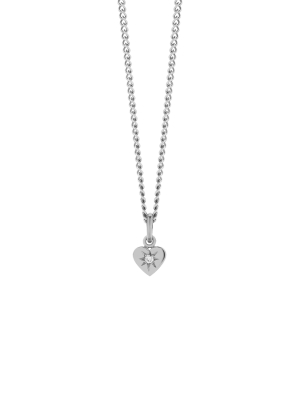 Diamond Heart Necklace | Sterling Silver