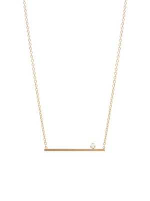 14k Prong Set Diamond Straight Bar Necklace