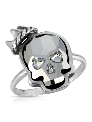 Silver Night Crown Skull Ring
