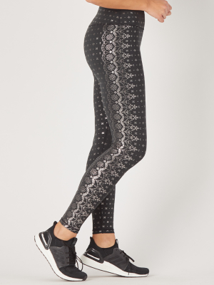 Sultry Legging Print: Black Gloss Wildflower Lace