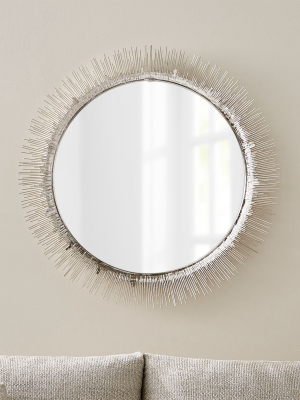 Clarendon Large Round Silver Wall Mirror