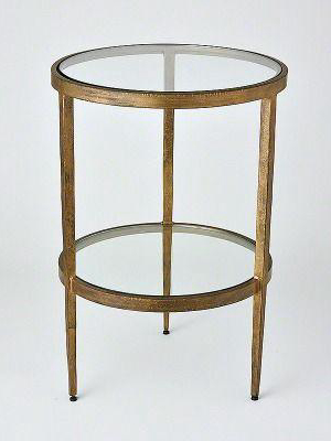 Laforge Two Tiered Side Table Antique Gold