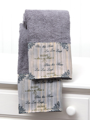 Lakeside Inspirational Farmhouse Hand Towels With Sentiments, Distressed Print - Set Of 2