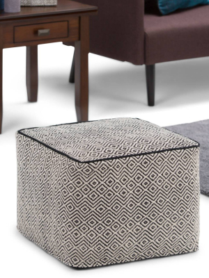 Dougan Square Moroccan Inspired Pouf Black/natural Cotton - Wyndenhall