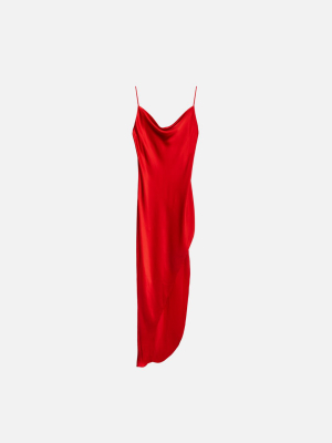 Fleur Du Mal Cowl Slip Dress W/ High Slit - Rouge