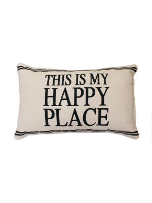 Tricia "this Is My Happy Place" Lumbar Throw Pillow Beige - Décor Therapy