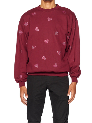Hearts Crewneck Pullover Sweatshirt