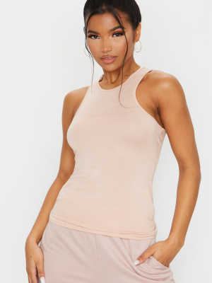 Nude Racer Neck Long Vest Top