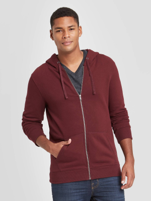 Men's Regular Fit Full Zip Fleece Hoodie - Goodfellow & Co™ Red