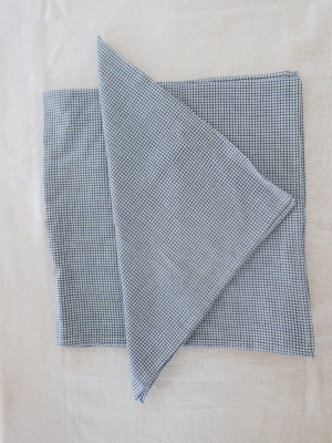 Napkins In Blue Gingham Cotton - Set Of Four