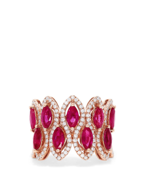 Effy Ruby Royale 14k Rose Gold Ruby And Diamond Ring, 3.76 Tcw