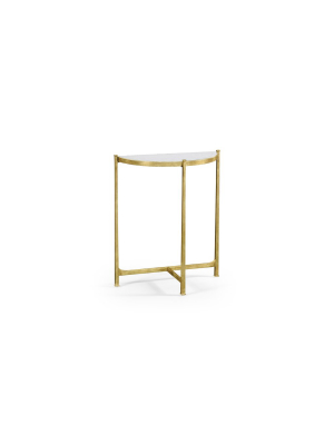 Small Églomisé & Gilded Iron Demilune Console