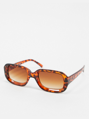 Aj Morgan Slim Square Retro Sunglasses In Tort