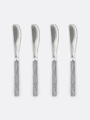 Blue Pheasant Harrison Silver Faux Bois Cheese Spreaders (set Of 4)