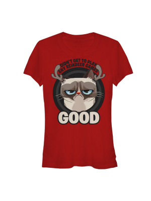 Junior's Grumpy Cat Reindeer Games T-shirt