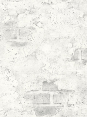 Stuccoed Brick Peel-and-stick Wallpaper In Fog Grey By Nextwall