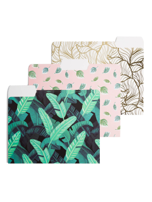 6ct Botanical File Folders Pink/green/gold - U-brands