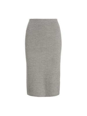 Herringbone Wool Pencil Skirt