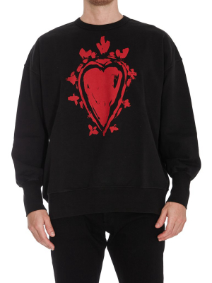 Alexander Mcqueen Heart Printed Sweatshirt