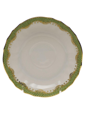 Fish Scale Canton Tea Saucer, Evergreen