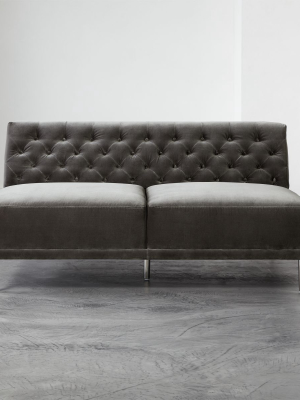 Savile Storm Velvet Armless Sofa