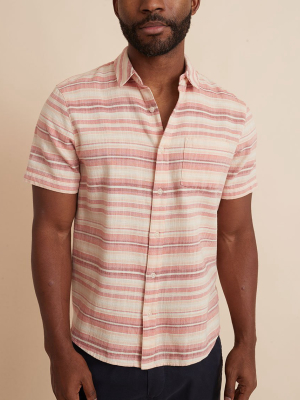 Short Sleeve Selvage Shirt In Warm Ombre Stripe