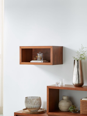 Aspect Walnut 23.75" Floating Cube Shelf