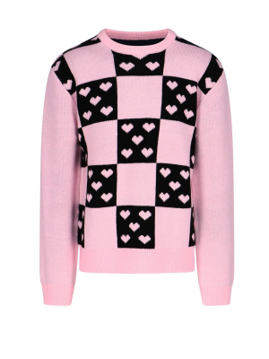 Noon Goons Heart Checkered Intarsia Jumper