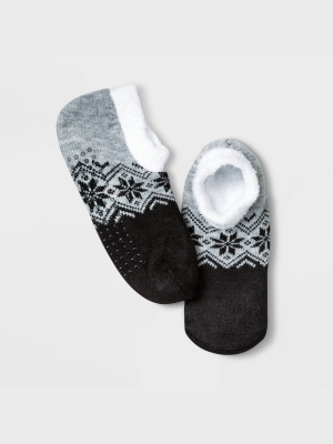 Women's Snowflake Double Lined Cozy Booties - A New Day™ Gray/black 4-10