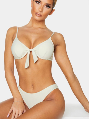 Sage Green Bow Front Cupped Bikini Top