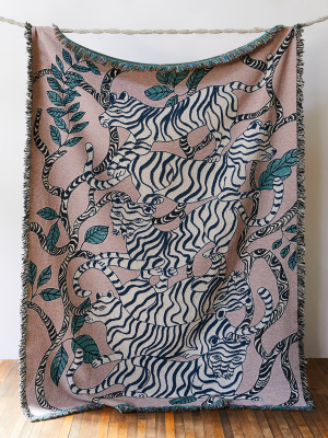 Olivia Wendel Lavender Tigers Blanket