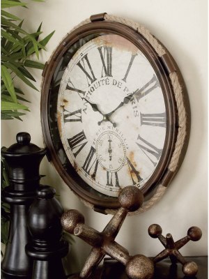 17" Coastal Iron Antiquitie De Paris Roped Wall Clock - Olivia & May