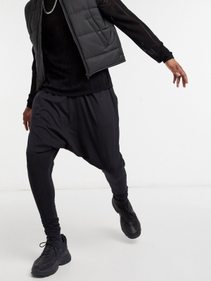 Asos Design Lightweight Drop Crotch Sweatpants In Black