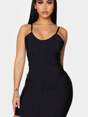 Shape Black Bandage Cup Detail Binding Bodycon...