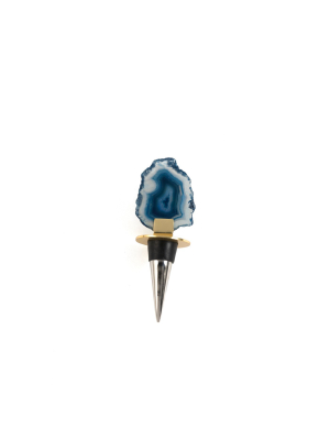 Agate Bottle Stopper, Blue - Shiraleah