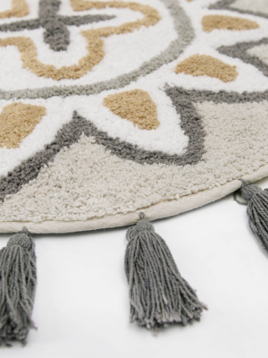 Medallion Ikat Bath Rug Natural - Allure Home Creations