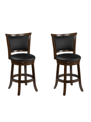 Set Of 2 Counter And Barstools Black Brown - Corliving