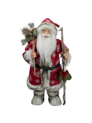 Northlight 24.5" Snowflake Santa Claus Christmas Figure With Holly Berries