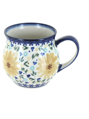 Blue Rose Polish Pottery Yellow Daisy Bubble Mug