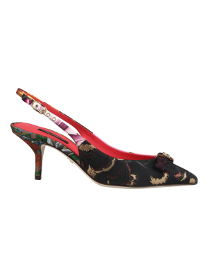 Dolce & Gabbana Mix-print Slingback Pumps