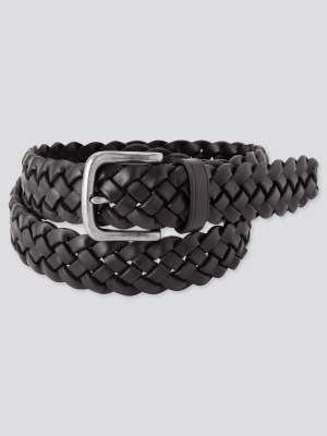 Men Leather Wide Mesh Belt