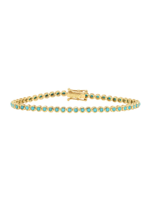 Mini Bezel Tennis Bracelet - Turquoise
