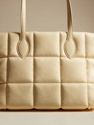 The Florence Quilted Tote In Cream Leather