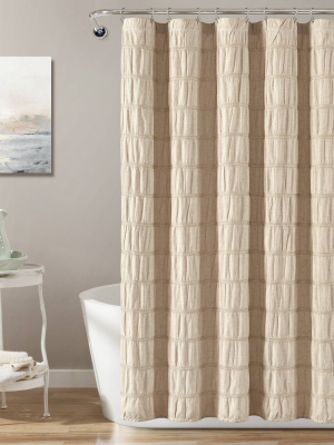 Waffle Striped Single Shower Curtain - Lush Décor