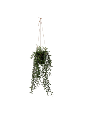 Vickerman 22" Green Plastic Grass, Hanging Pot.