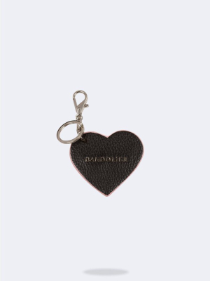 Bandolier Pebble Leather Heart Keychain - Black/pink/silver